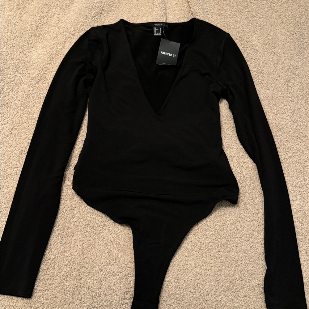 Forever 21 Black Long Sleeve Bodysuit
